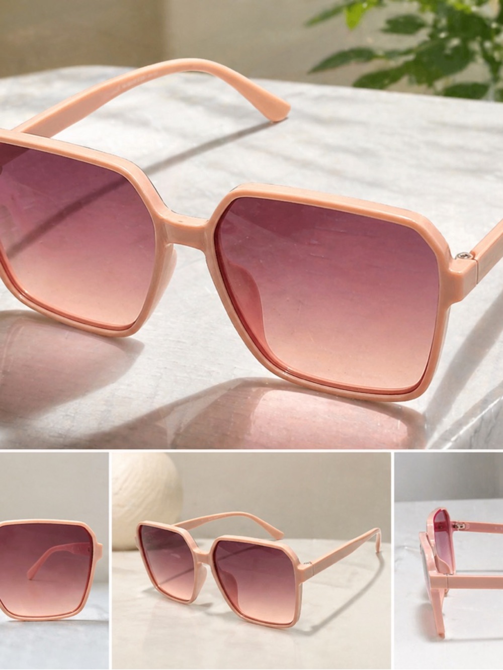 Pink Gradient Square Sunglasses for Women